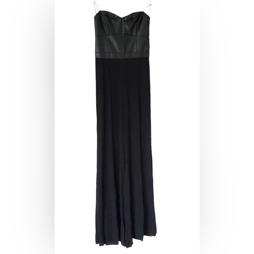 Astr Black Wide Leg  Strapless Bustier Jumpsuit Small